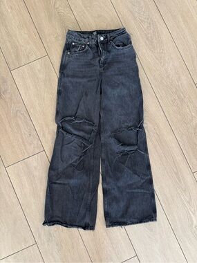 Urban Outfitters BDG Black Distressed Puddle Wide-Leg Jeans